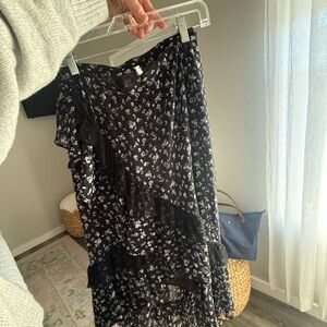 Floral Black Skirt